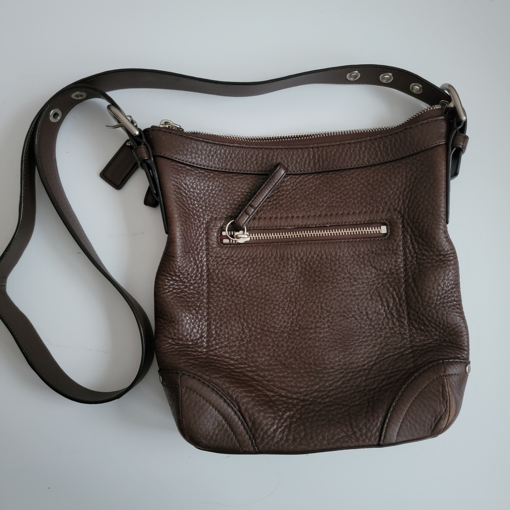 Coach Vintage Felicia Dark Brown Pebble Leather Crossbody Shoulder Bag 2008